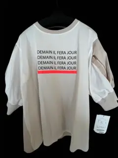 後ろシャツ切替ロゴテープ使いTシャツ　7500円→6500円再々値下げバーゲン！