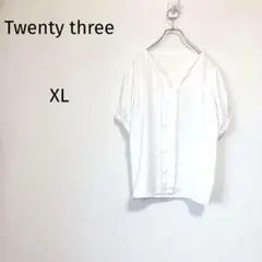 Twenty three 半袖ブラウス 美品 白 オフィス 仕事 XL
