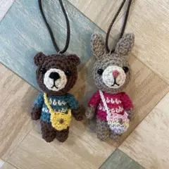 くまとうさぎ。編みぐるみハンドメイド