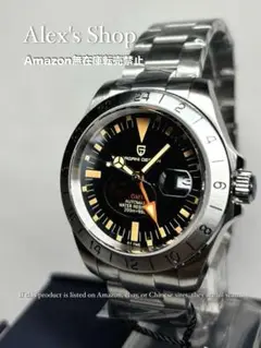 新品 パガ−ニデザイン自動巻腕時計 GMT 黒文字盤