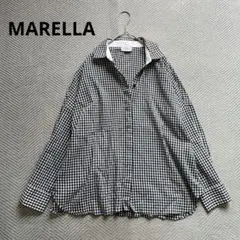 美品　MaxMara MARELLA ギンガムチェック オーバーサイズシャツ L