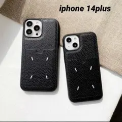 人気！iphone14plus レザーケース ポケット付 ブラック