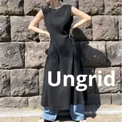 【美品】ungrid ワッフルカットフレアワンピース ブラック