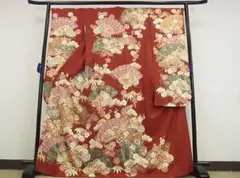 振袖gh5765駒刺繍 扇面松竹梅 金彩