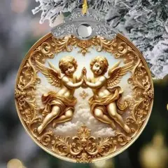 入荷！天使②ミニ 双子の天使 アクリル看板 ラウンド インテリア