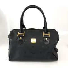 MCM エムシーエム ロゴ ボストンバッグ ヴィセトス レザー ブラック