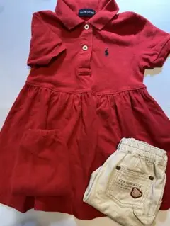 Ralph Lauren 赤いポロワンピースとショートパンツセット