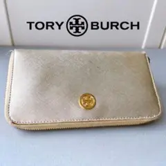 【中古】Tory Burch トリーバーチ 長財布 ゴールド レザー