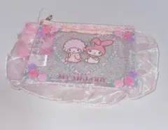 サンリオ マイメロディ ピアノ バレエコア フリル付クリアポーチ 新品タグ付き
