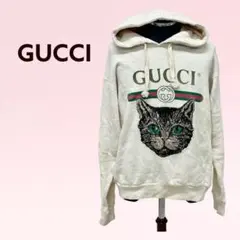 グッチ 猫 キャット スパンコール ロゴ シェリーライン スウェット パーカー