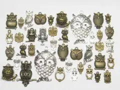フクロウ　チャーム　不苦労　パーツ　梟　４０個セット
