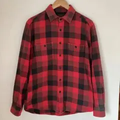UNIQLO チェク柄ヘビーウェイトネルシャツ猫目ボタンsize Lカラー赤