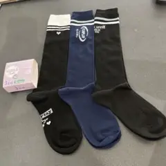 【新品☆19-24㎝】女の子用　ハイソックス　靴下　3足セット　通学用　⑤