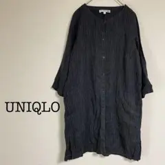 ユニクロ/UNIQLO〈L〉ワンピース /羽織り　8〜9分袖　ブラック/黒 系