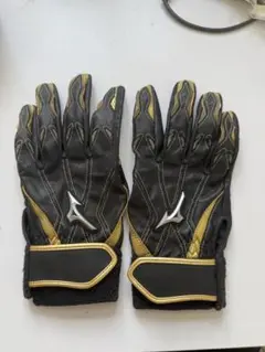 Mizuno バッティング用手袋 黒/金