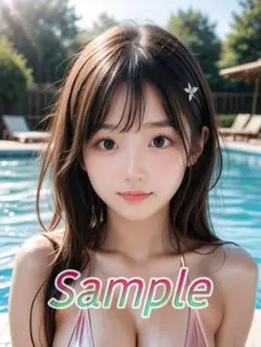 1点物 可愛い A4 AI 美女 ポスター 水着 ビキニ 清楚 巨乳 U381