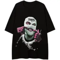 ビッグプリント ロック オーバーサイズ メンズ 黒 綿100％ XL Tシャツ