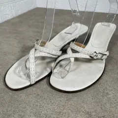 Hermes エルメス サンダル パンプス ホワイト Hロゴ レザー 白