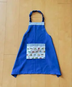 子ども用 エプロン&三角巾 青色 はたらく車 100～120