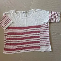 GREEN LABEL RELAXING ストライプ Tシャツ 五分袖