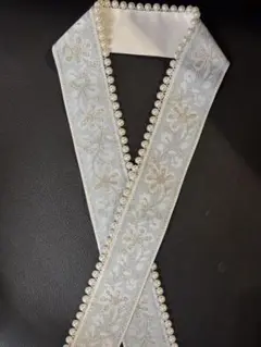 水色 花柄刺繍 重ね襟