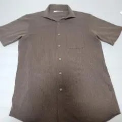 IKKA LOUNGE 半袖シャツ L ブラウン ストライプ