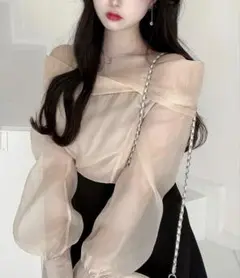 最終価格　新品タグ付titty&Co. シアーオフショルブラウス