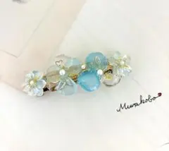 水色のお花のバレッタ　No.2259