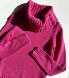 BURBERRY LONDON ノバチェック ビッグタートル ニット ピンク