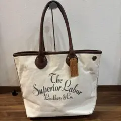 シュペリオールレイバー キャンバス ハンドル レザー トートバッグ 大容量