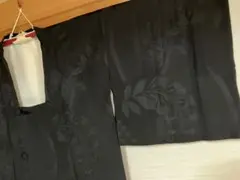 ★道行コート ちりめん風黒地模様入り リメイクに