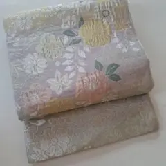 花 ラベンダー パステル 花柄 袋帯 シルバー フォーマル