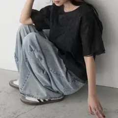 sale 1999 ⇊ 新品 シアーメローTシャツ ブラック メロウ