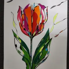 チューリップアート手描き オリジナル