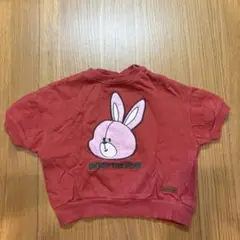 futafuta 赤いウサギ刺繍 Tシャツ 80