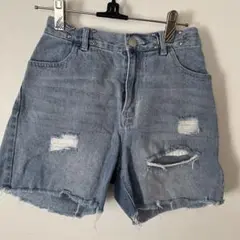 repipiダメージ加工 ショートパンツ ライトブルー