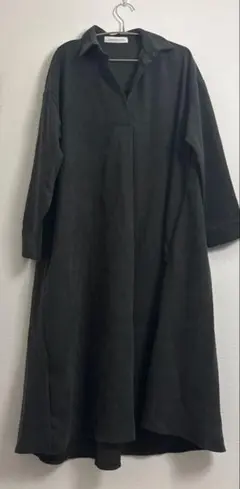 AS KNOW AS plus ダークグレー ロングシャツワンピース
