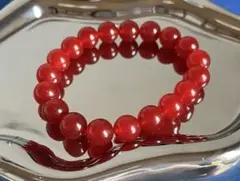 ☆天然石カーネリアン（10mm）ブレスレット！内径16cm レッド系