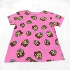 志村けん　バカ殿　顔　プリント　 ピンク　 Tシャツ　 日本　レア　レトロ　笑い