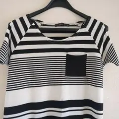 カットワーク　Tシャツ　ボーダー　チュニック　ワンピース　カットソー