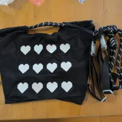 ハート刺繍 黒エコバッグ Sサイズ
