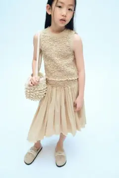 【新品未使用】ZARAキッズFANGLU LIN テクスチャーストレッチトップス