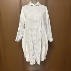 カシェット　塩縮ドット生地　ライトグレー シャツチュニック