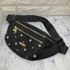 パール ラインストーン ビジュー キラキラ ボディバッグ ブラック 高見え 黒