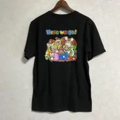 スーパーマリオ ブラック Tシャツ Lサイズ 刺繍