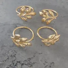 ゴールド　リーフ　ナプキンリング　4個セット