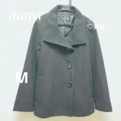 ♡美品♡INDIVIブラック ウール混紡 コート　М　インディヴィ　ワールド