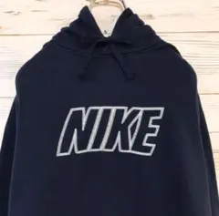 《希少》ナイキ NIKEパーカー L 刺繍ロゴ ネイビー P327