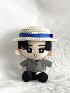 SnowMan すのチルぬい用　カンカン帽　アイボリー+ブルーリボン