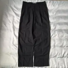 90s サマーウール×レーヨン ツータック ワイド スラックス ブラック